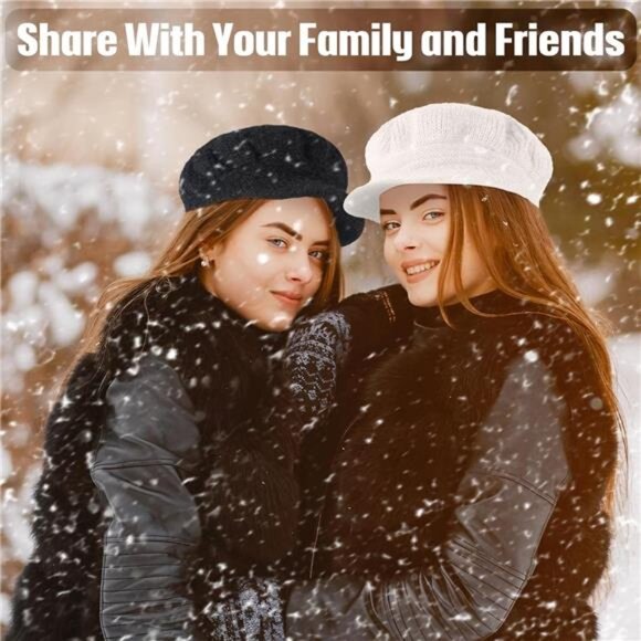 3 Pieces Women Winter Slouchy Beanie Cap with Visor Knitted Newsboy Hats main image 6